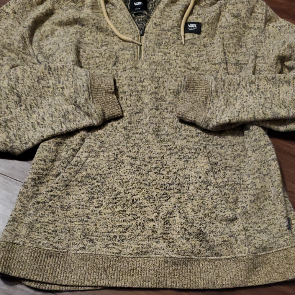 Vans Off The Wall Men's Olive Heather Half-Zip Hoodie Sweater - Picture 4 of 11